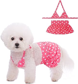 Amazon | MEIAOJIA 犬服 水着 水泳着 犬猫用 ビキニ 水玉模様 入浴